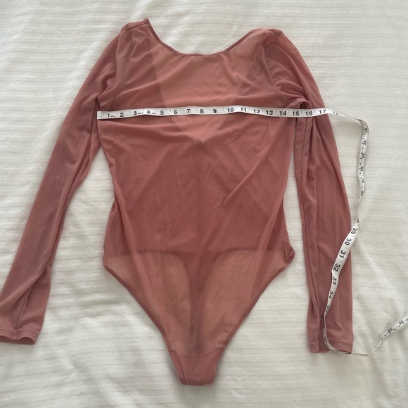 EUC Parade Silky Mesh Long Sleeve Bodysuit Hot Honey sz L - Picture 4 of 6